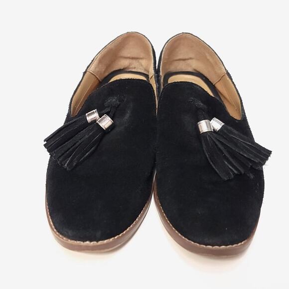 Franco Sarto Flat Loafers Size 7.5 Black Leather Shoes Women's Suede Used - Picture 4 of 13